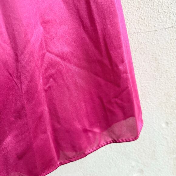 Vtg Maxi Slip Dress Hot Pink Lace 90s Nylon Lingerie Nightgown Coquette Womens M - Picture 3 of 8